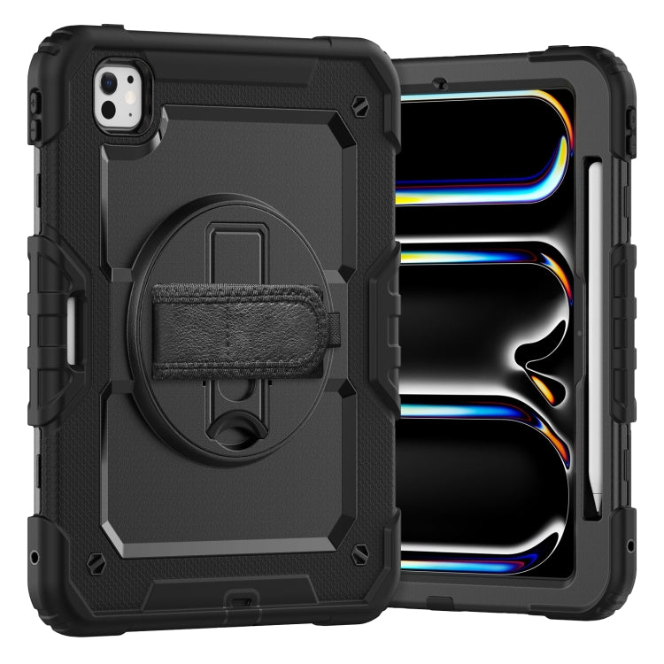 For iPad Pro 11 2024 Silicone Hybrid PC Tablet Case with Shoulder Strap(Black) - iPad Pro 11 2024 Cases by PMC TechLife | Online Shopping South Africa | PMC TechLife | Buy Now Pay Later Mobicred