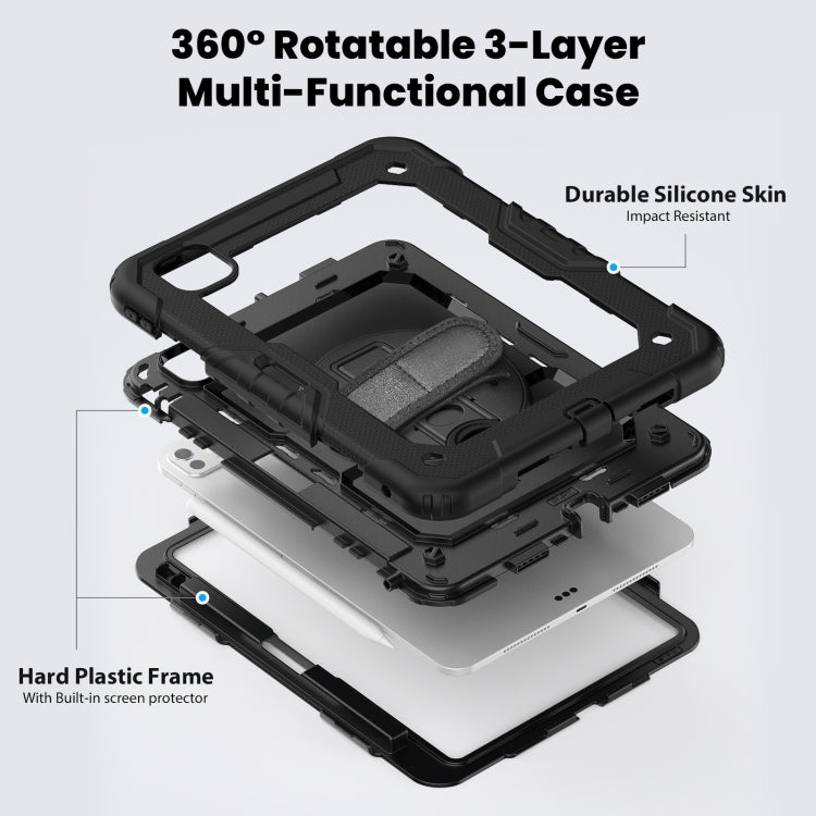 For iPad Pro 11 2024 Silicone Hybrid PC Tablet Case with Shoulder Strap(Black) - iPad Pro 11 2024 Cases by PMC TechLife | Online Shopping South Africa | PMC TechLife | Buy Now Pay Later Mobicred