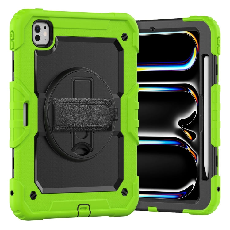 For iPad Pro 11 2024 Silicone Hybrid PC Tablet Case with Shoulder Strap(Black + Yellow Green) - iPad Pro 11 2024 Cases by PMC TechLife | Online Shopping South Africa | PMC TechLife | Buy Now Pay Later Mobicred