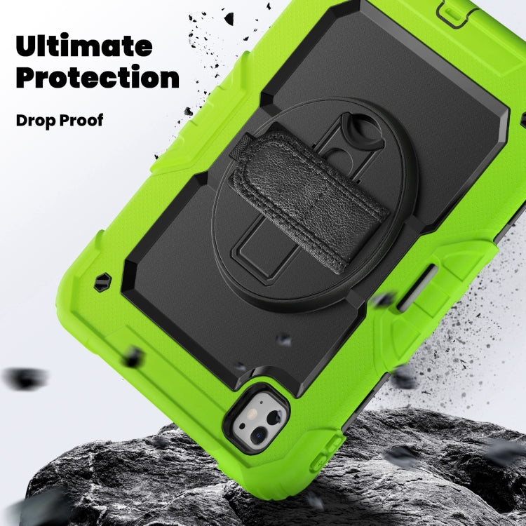 For iPad Pro 11 2024 Silicone Hybrid PC Tablet Case with Shoulder Strap(Black + Yellow Green) - iPad Pro 11 2024 Cases by PMC TechLife | Online Shopping South Africa | PMC TechLife | Buy Now Pay Later Mobicred