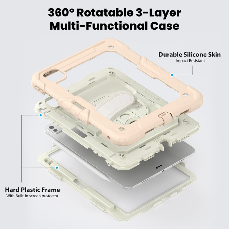 For iPad Pro 11 2024 Silicone Hybrid PC Tablet Case with Shoulder Strap(Beige + Rose Gold) - iPad Pro 11 2024 Cases by PMC TechLife | Online Shopping South Africa | PMC TechLife | Buy Now Pay Later Mobicred