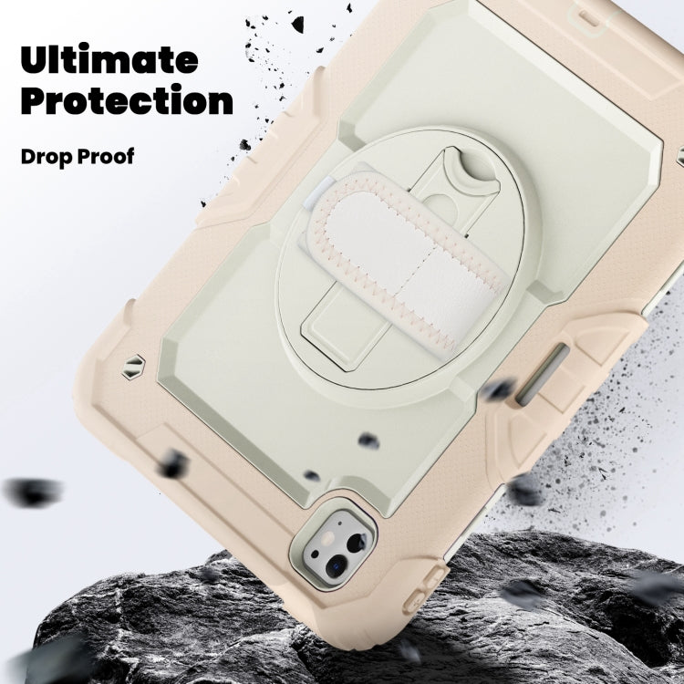 For iPad Pro 11 2024 Silicone Hybrid PC Tablet Case with Shoulder Strap(Beige + Rose Gold) - iPad Pro 11 2024 Cases by PMC TechLife | Online Shopping South Africa | PMC TechLife | Buy Now Pay Later Mobicred