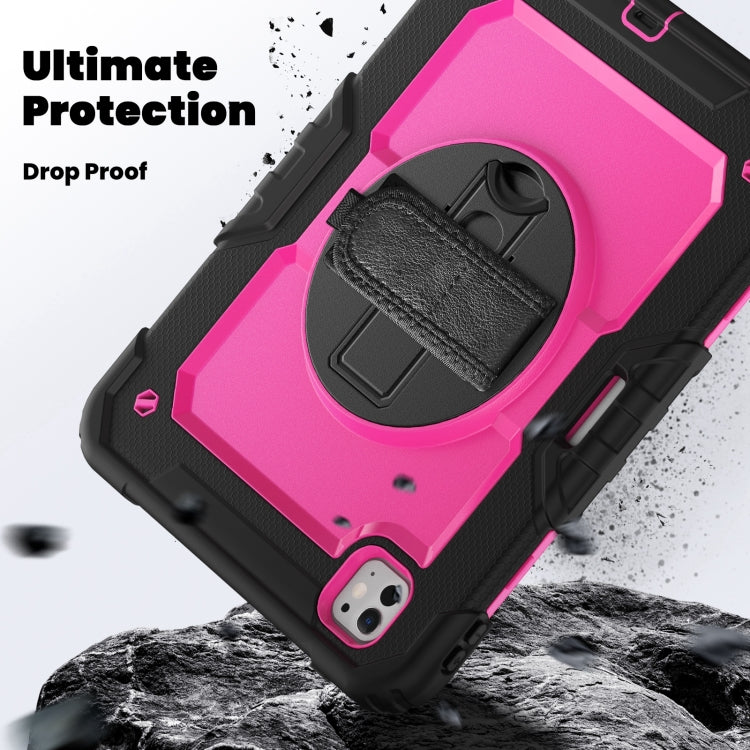 For iPad Pro 11 2024 Silicone Hybrid PC Tablet Case with Shoulder Strap(Rose Red + Black) - iPad Pro 11 2024 Cases by PMC TechLife | Online Shopping South Africa | PMC TechLife | Buy Now Pay Later Mobicred