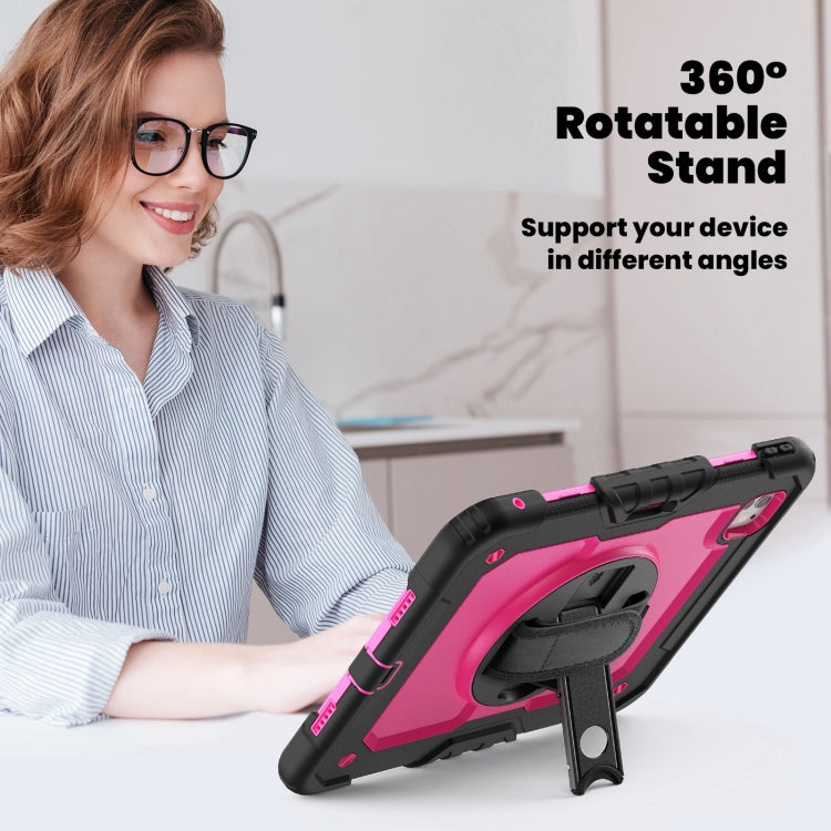 For iPad Pro 11 2024 Silicone Hybrid PC Tablet Case with Shoulder Strap(Rose Red + Black) - iPad Pro 11 2024 Cases by PMC TechLife | Online Shopping South Africa | PMC TechLife | Buy Now Pay Later Mobicred