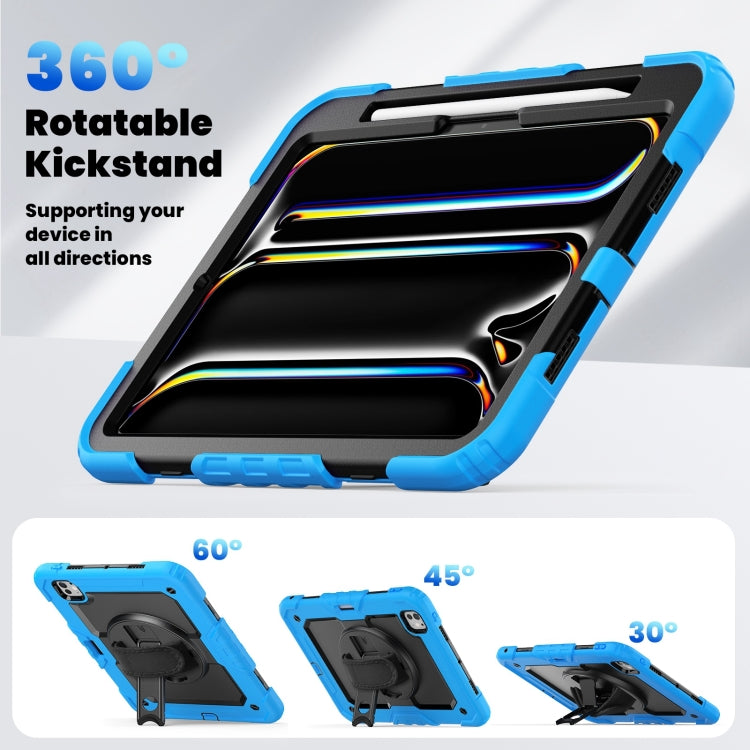 For iPad Pro 11 2024 Silicone Hybrid PC Tablet Case with Shoulder Strap(Black + Light Blue) - iPad Pro 11 2024 Cases by PMC TechLife | Online Shopping South Africa | PMC TechLife | Buy Now Pay Later Mobicred