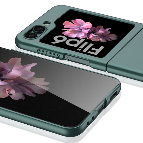For Samsung Galaxy Z Flip6 GKK Ultra-thin Full Coverage Phone Case with Tempered Film(Dark Night Green)