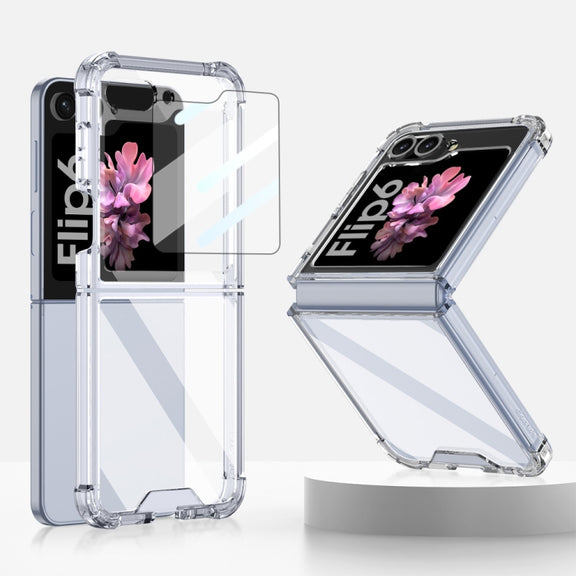 For Samsung Galaxy Z Flip6 GKK Airbag Full Coverage Phone Case with Tempered Film(Transparent)