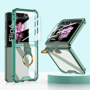 For Samsung Galaxy Z Flip6 GKK Airbag Ring Full Coverage Phone Case with Tempered Film(Green)
