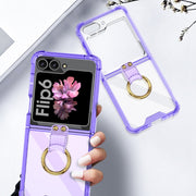 For Samsung Galaxy Z Flip6 GKK Airbag Ring Full Coverage Phone Case with Tempered Film(Purple)