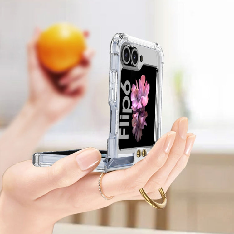 For Samsung Galaxy Z Flip6 GKK Airbag Ring Full Coverage Phone Case with Tempered Film(Purple)