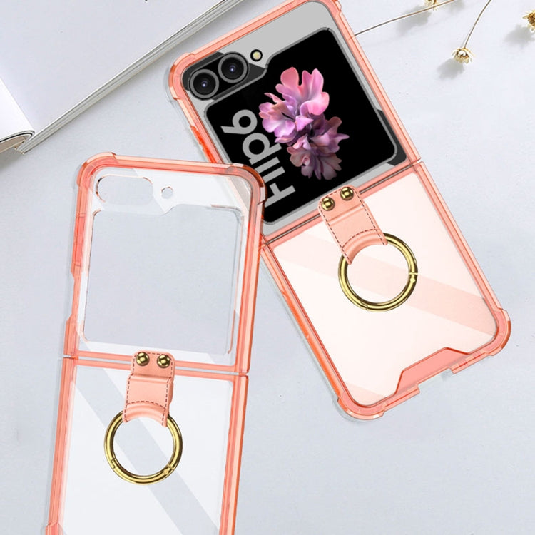 For Samsung Galaxy Z Flip6 GKK Airbag Ring Full Coverage Phone Case with Tempered Film(Orange)