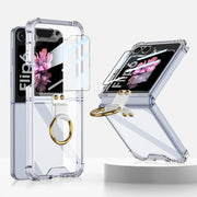 For Samsung Galaxy Z Flip6 GKK Airbag Ring Full Coverage Phone Case with Tempered Film(Transparent)