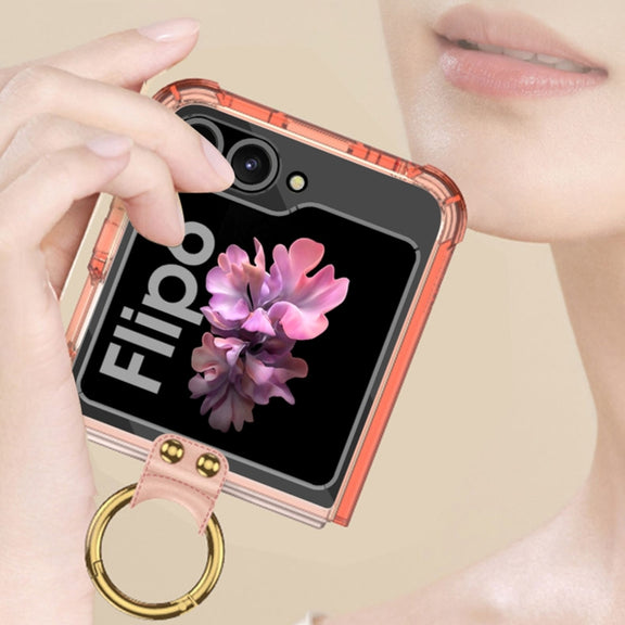 For Samsung Galaxy Z Flip6 GKK Airbag Ring Full Coverage Phone Case with Tempered Film(Blue)