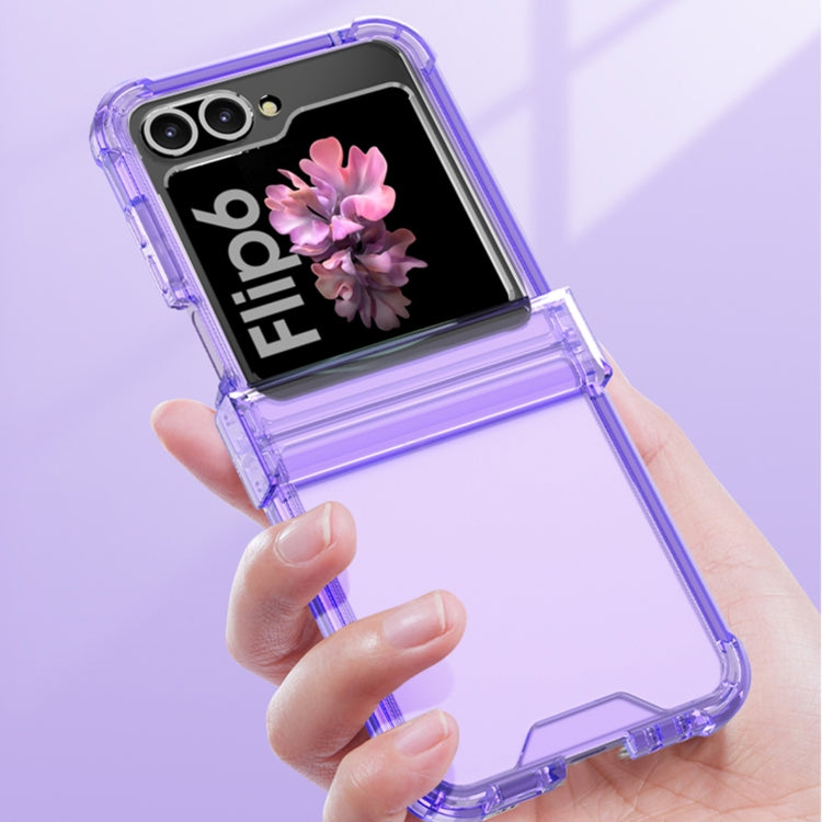 For Samsung Galaxy Z Flip6 GKK Airbag Hinge Full Coverage Phone Case with Tempered Film(Purple)