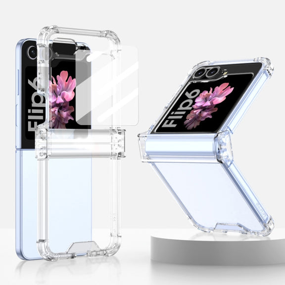 For Samsung Galaxy Z Flip6 / Flip7 FE GKK Airbag Hinge Full Coverage Phone Case with Tempered Film(Transparent)