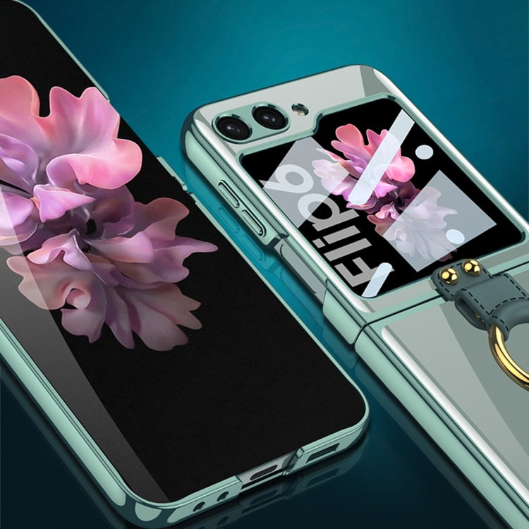 For Samsung Galaxy Z Flip6 GKK Integrated Electroplating Phone Case with Ring(Transparent)