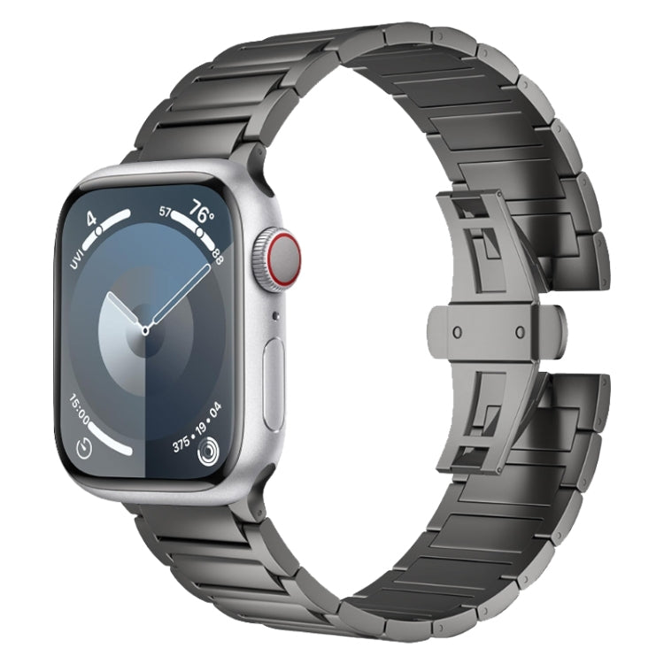 For Apple Watch SE 2023 44mm I-shaped Butterfly Buckle Titanium Alloy Watch Band(Black) - Watch Bands by PMc TechLife | Online Shopping South Africa | PMc TechLife | Buy Now Pay Later Mobicred