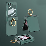 For Samsung Galaxy Z Flip6 GKK Integrated Ultra-thin Hinge Full Coverage Phone Case with Ring(Dark Night Green)