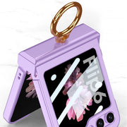 For Samsung Galaxy Z Flip6 GKK Integrated Ultra-thin Hinge Full Coverage Phone Case with Ring(Pink)