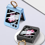 For Samsung Galaxy Z Flip6 / Flip7 FE GKK Integrated Ultra-thin Hinge Full Coverage Phone Case with Ring(Blue)