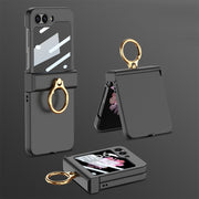 For Samsung Galaxy Z Flip6 GKK Integrated Ultra-thin Hinge Full Coverage Phone Case with Ring(Black)