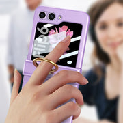 For Samsung Galaxy Z Flip6 GKK Integrated Ultra-thin Hinge Full Coverage Phone Case with Ring(Black)