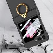 For Samsung Galaxy Z Flip6 GKK Integrated Ultra-thin Hinge Full Coverage Phone Case with Ring(Black)