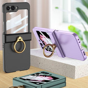 For Samsung Galaxy Z Flip6 GKK Integrated Ultra-thin Hinge Full Coverage Phone Case with Ring(Titanium Gray)