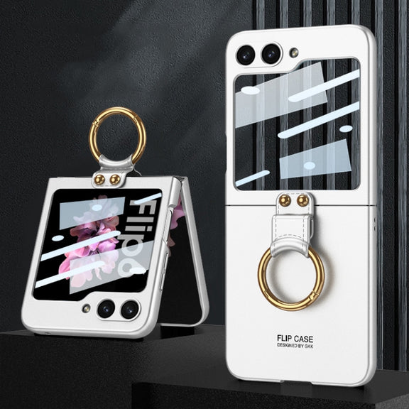 For Samsung Galaxy Z Flip6 / Flip7 FE GKK Integrated Ultra-thin PC Full Coverage Phone Case with Ring Holder(Silver)