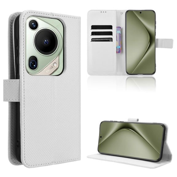 For Huawei Pura 70 Ultra Diamond Texture Leather Phone Case(White)