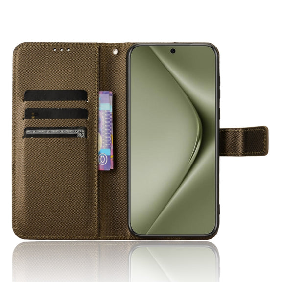 For Huawei Pura 70 Ultra Diamond Texture Leather Phone Case(Brown)