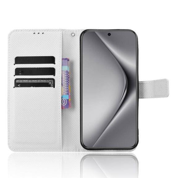 For Huawei Pura 70 Diamond Texture Leather Phone Case(White)