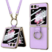 For Samsung Galaxy Z Flip6 / Flip7 FE GKK Integrated Electroplating Leather Phone Case with Ring/Strap(Purple)