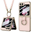 For Samsung Galaxy Z Flip6 / Flip7 FE GKK Integrated Electroplating Leather Phone Case with Ring/Strap(Pink) - free shipping - PMC Jewellery - Order now!