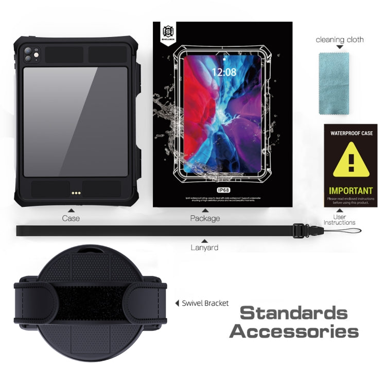 For iPad Pro 11 2024 RedPepper IP68 Waterproof PC + TPU Case with Lanyard & Swivel Bracket(Black) - free shipping - PMC TechLife - Order now!