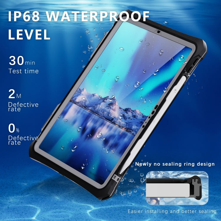 For iPad Pro 11 2024 RedPepper IP68 Waterproof PC + TPU Case with Lanyard & Swivel Bracket(Black) - free shipping - PMC TechLife - Order now!