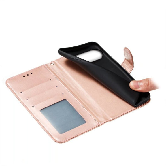 For Google Pixel 9 Lace Flower Embossing Flip Leather Phone Case(Rose Gold)
