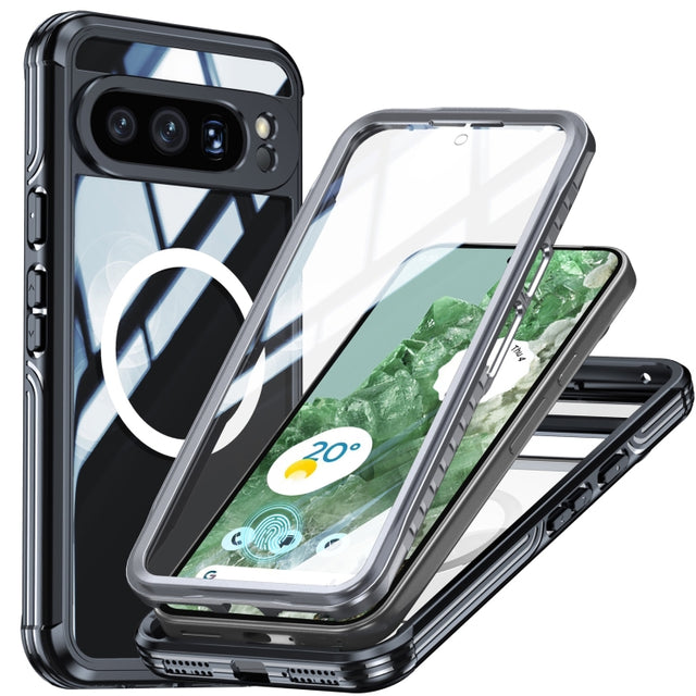 For Google Pixel 9 / 9 Pro RedPepper Transparent IP54 Life Water-resistant Phone Case(Black)
