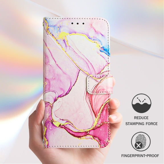 For Ulefone Note 14 PT003 Marble Pattern Flip Leather Phone Case(Rose Gold)