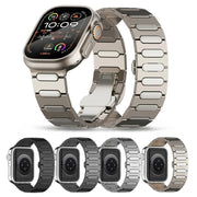 For Apple Watch SE 2023 44mm Oval Butterfly Buckle Titanium Alloy Watch Band(Black)