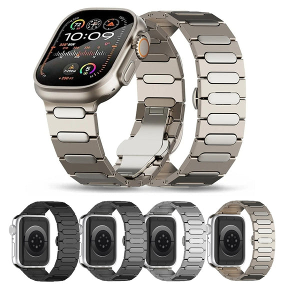 For Apple Watch Series 4 44mm Oval Butterfly Buckle Titanium Alloy Watch Band(Silver)