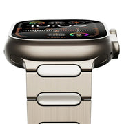 For Apple Watch SE 2022 44mm Oval Butterfly Buckle Titanium Alloy Watch Band(Silver)