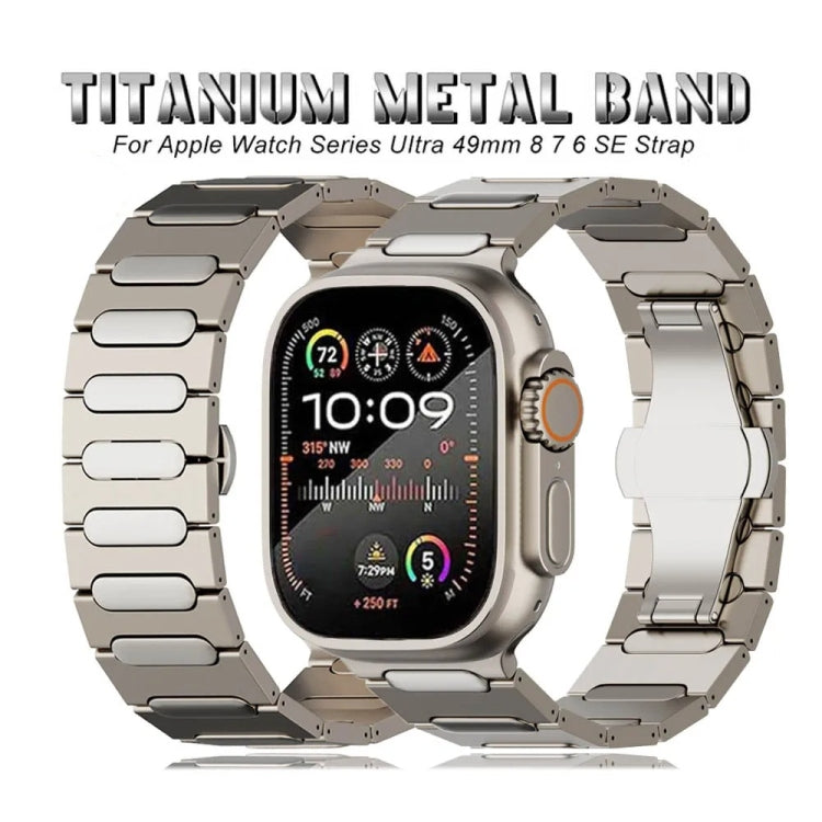 For Apple Watch SE 2023 44mm Oval Butterfly Buckle Titanium Alloy Watch Band(Silver)