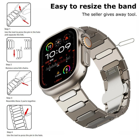 For Apple Watch Series 4 44mm Oval Butterfly Buckle Titanium Alloy Watch Band(Silver)