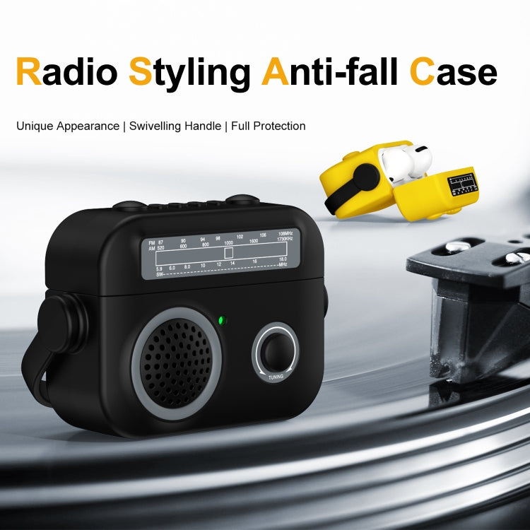 For AirPods Pro Radio Style Wireless Bluetooth Earphones Shockproof Protective Case(Rose Red)