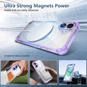 For iPhone 16 Transparent MagSafe Magnetic Phone Case(Purple)