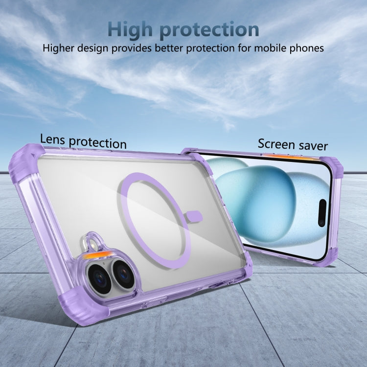 For iPhone 16 Transparent MagSafe Magnetic Phone Case(Purple) - iPhone 16 Cases by PMC TechLife | Online Shopping South Africa | PMC TechLife | Buy Now Pay Later Mobicred