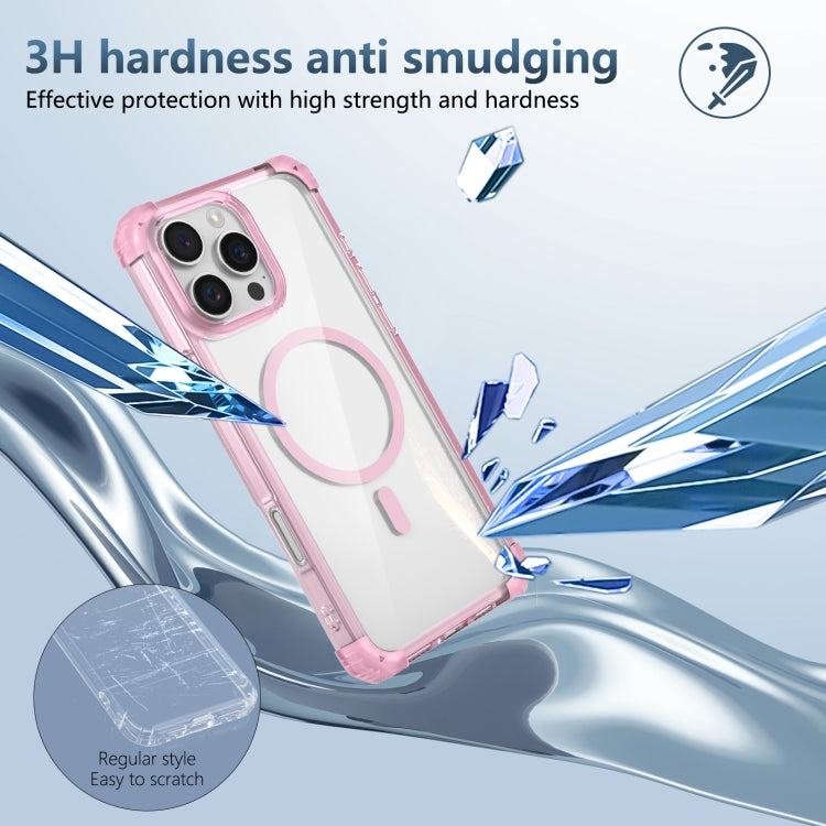 For iPhone 16 Pro Transparent MagSafe Magnetic Phone Case(Pink)