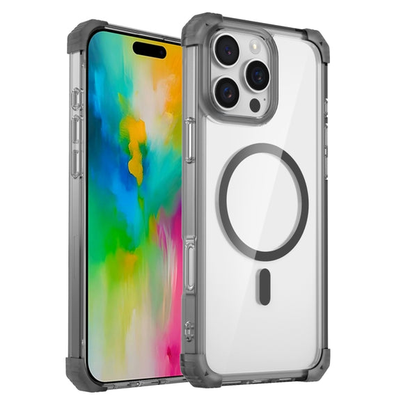 For iPhone 16 Pro Transparent MagSafe Magnetic Phone Case(Black)