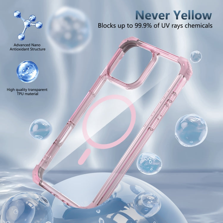 For iPhone 16 Pro Max Transparent MagSafe Magnetic Phone Case(Pink) - iPhone 16 Pro Max Cases by PMC TechLife | Online Shopping South Africa | PMC TechLife | Buy Now Pay Later Mobicred